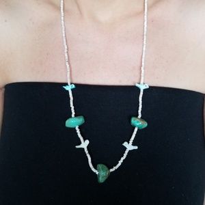 Turquoise and White Beaded Necklace